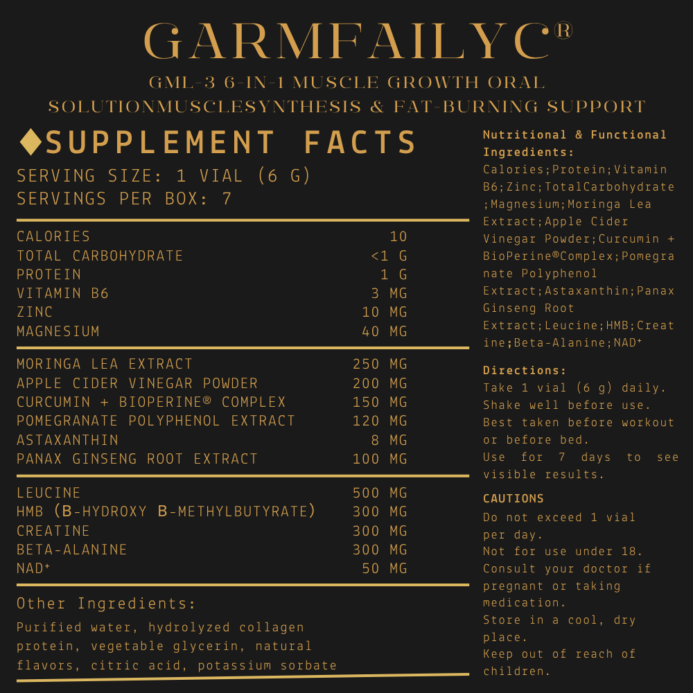 Official Store|GarmFailyc® GML-3 Six-in-One Muscle 🚀Growth Oral Solution🚀|Muscle Synthesis & Fat-Burning Support