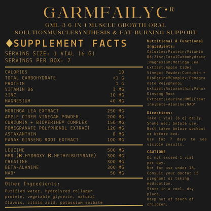 Official Store|GarmFailyc® GML-3 Six-in-One Muscle 🚀Growth Oral Solution🚀|Muscle Synthesis & Fat-Burning Support